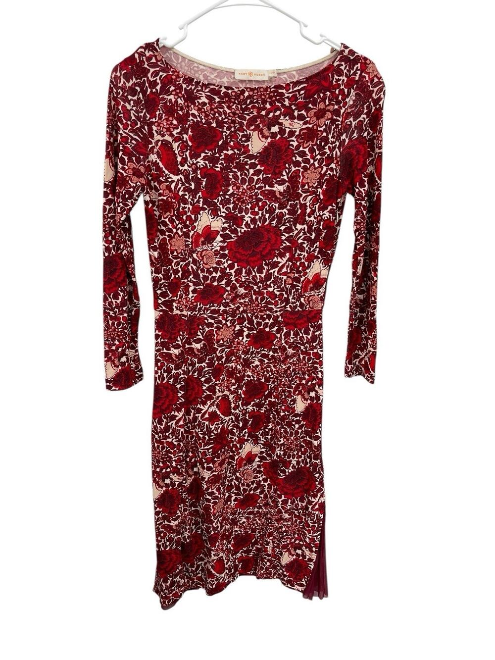 Tory Burch Ria Floral Butterfly Dress Side Hem Pleats Size XS